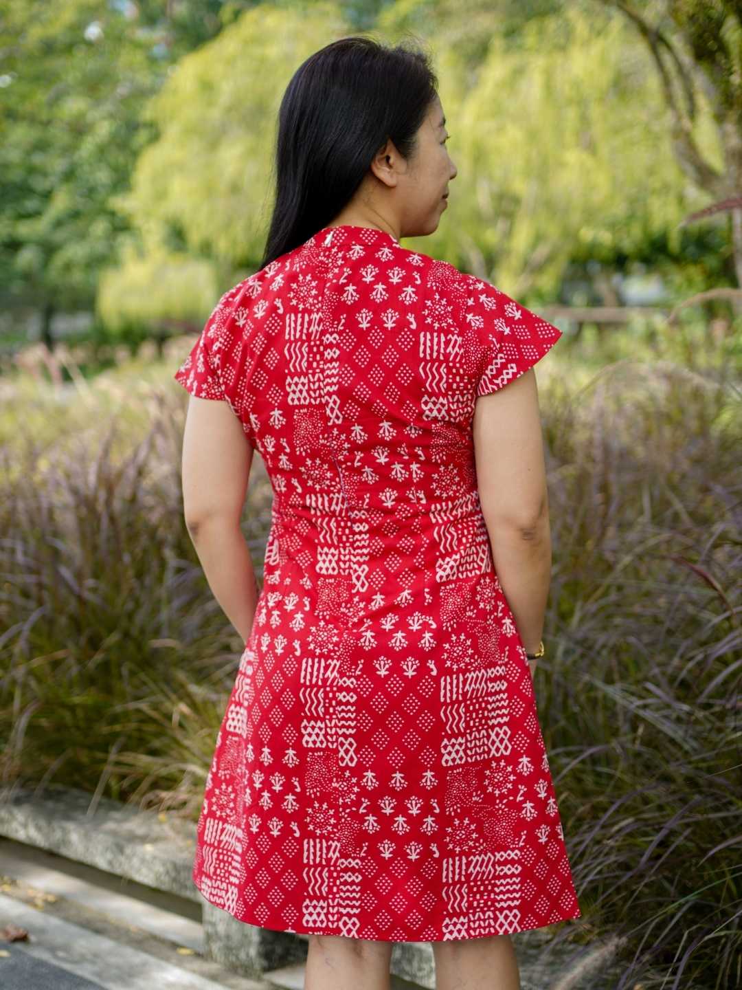Nimbu Ember Red Women's Cheongsam Dress