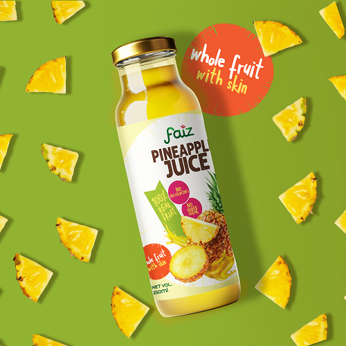 Faiz Whole Fruit Pineapple Juice with Skin, 12 bottles