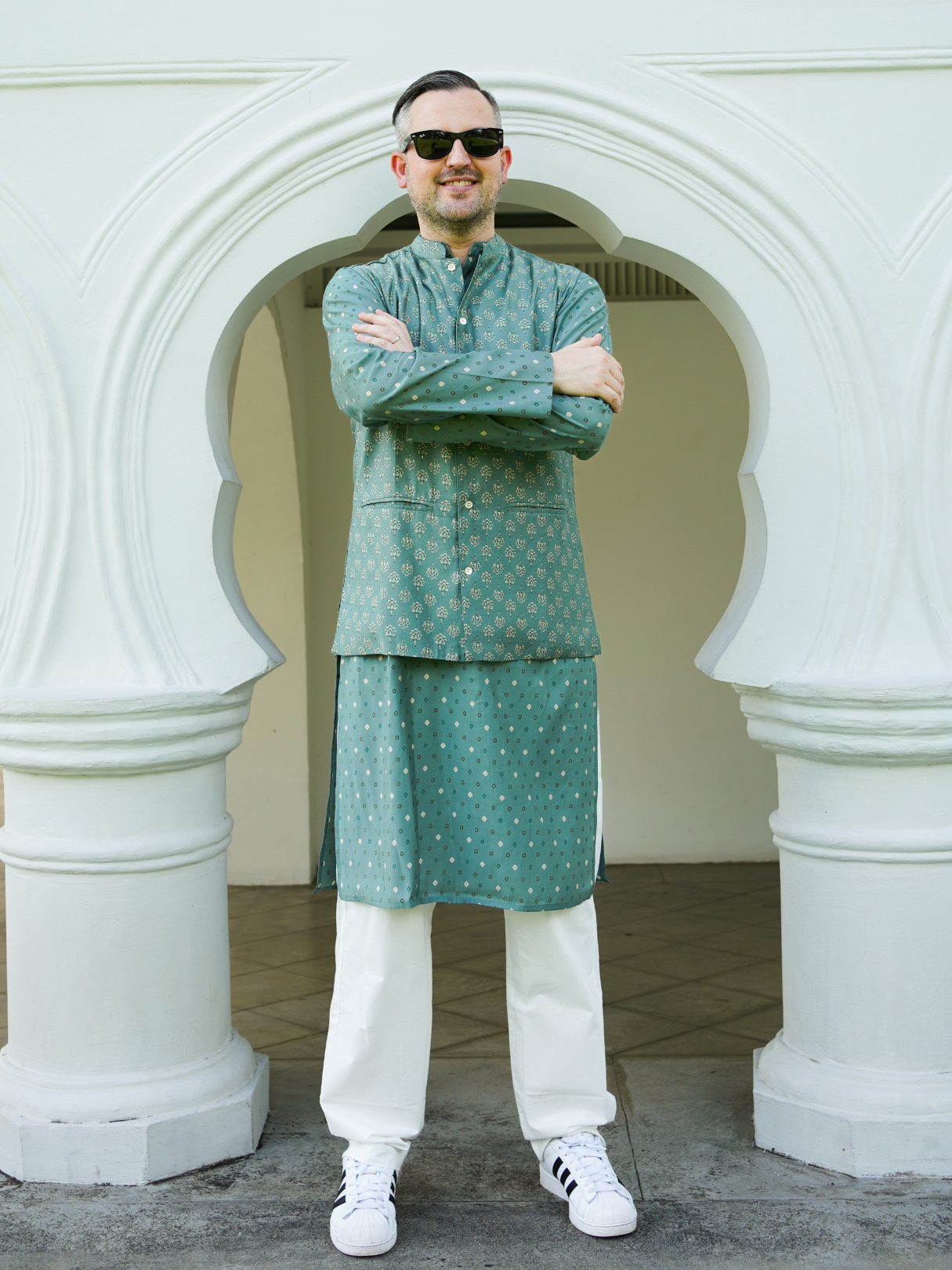 Vir Green Men's Kurta Pajama Jacket