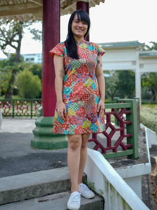 Nimbu Harmony Multicolor Women's Cheongsam Dress