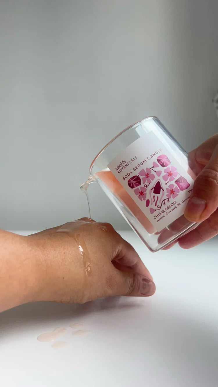 Sacha Botanicals Chia Blosom Body Serum candle