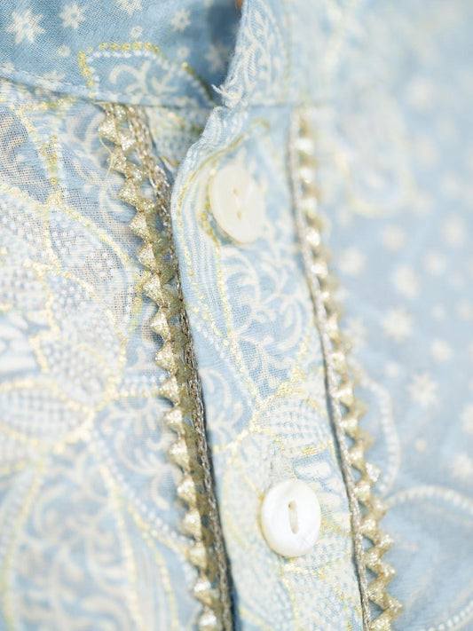 Anaya Blue Floral Embroidered Kurta Pajama