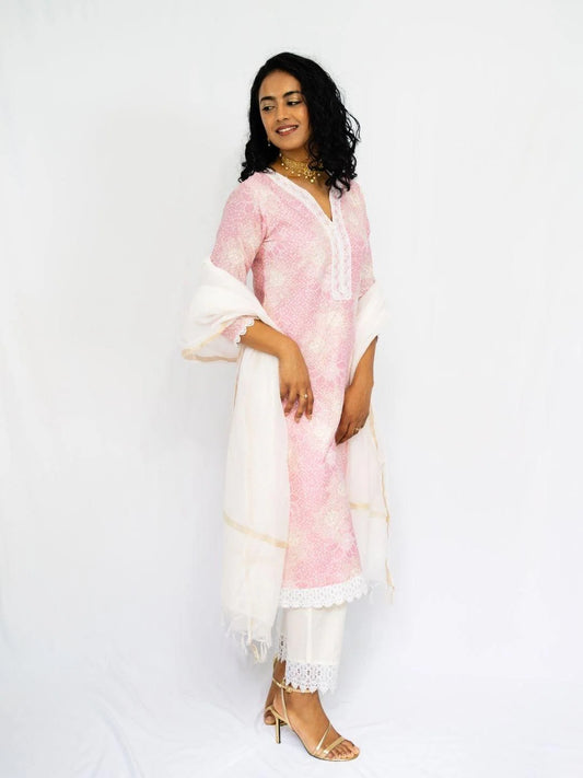 Anaya Embroidered Women Lace Kurti Pants with Dupatta
