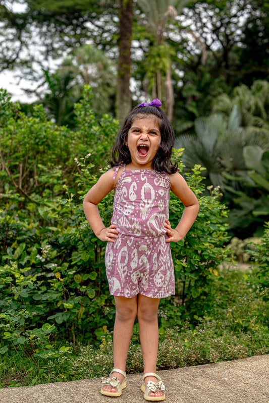 Ankara Mauve Girls Cotton Playsuit Multi coloured | kids Fashion | The Green Collective SG