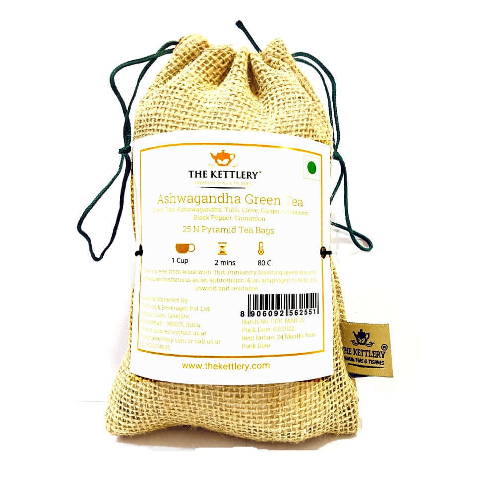 Energizing Ashwagandha Green Tea, Eco Friendly Tea Gift Bag