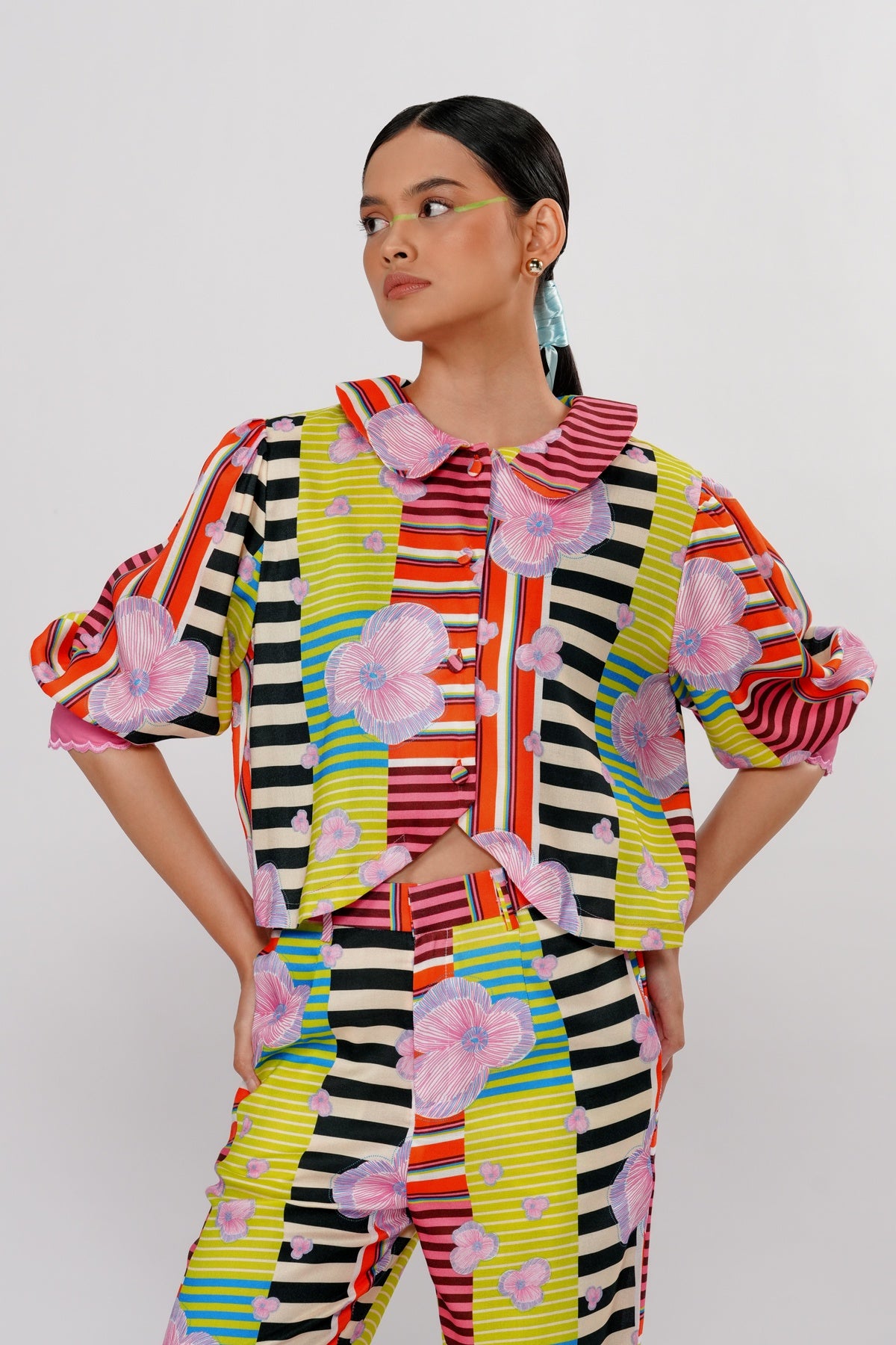 Calla The Label Bloomscape Crop Shirt - Vibrant