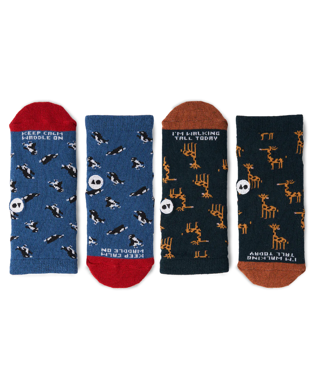 Talking Toes Pack of 2 Kids Crew Sock Set- Giraffe and Penguin Animal (2 to 5 Years)