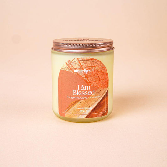 Innerfyre I AM BLESSED Affirmation Crystal Candle – Tangerine, Clove & Cinnamon
