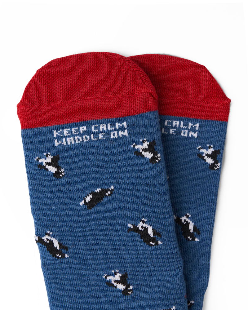 Talking Toes Keep Calm Penguin Kids Crew Sock (7-9Y Sock)