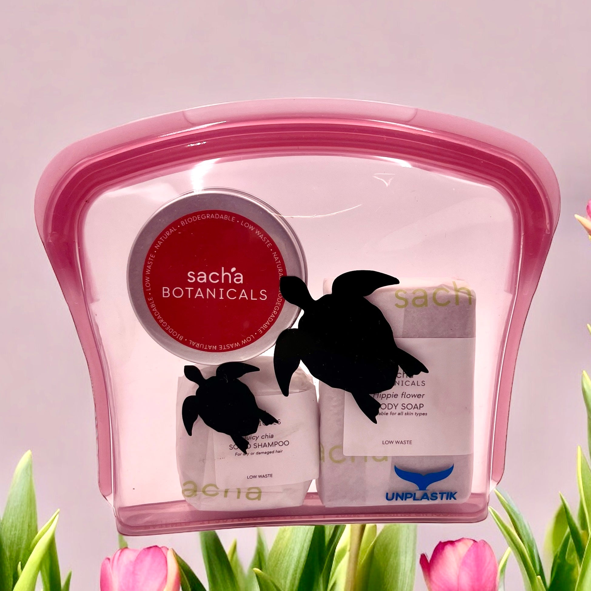 Sacha Botanicals & Unplastik Mother's Day Gift Set- Crimson Red Bag | Gifting | The Green Collective SG