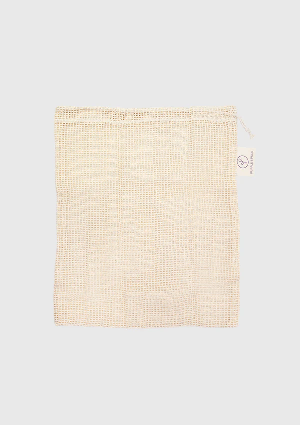 Purple & Pure Organic Cotton Mesh Produce Bags - GOTS Certified - Pack of 4