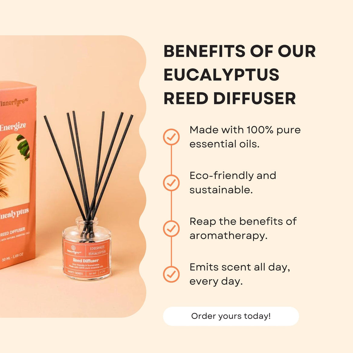 Energize - Eucalyptus Reed Diffuser by Innerfyre 100ml