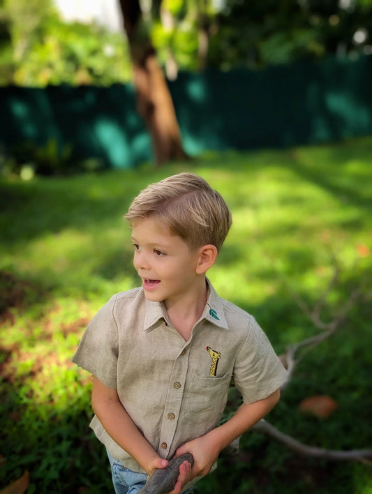 The Purestitch Giraffe Stories 100% Pure Linen Shirt