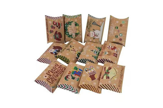 Christmas Small Pillow Boxes ( assorted designs )