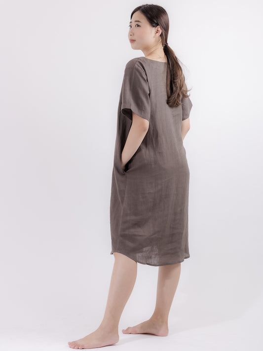 You Living Linen Lounge Dress (Coffee Brown) - Free Size