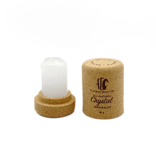 Bamboo Straw Girl Crystal Deodorant Stick in Eco-friendly Cork Packaging