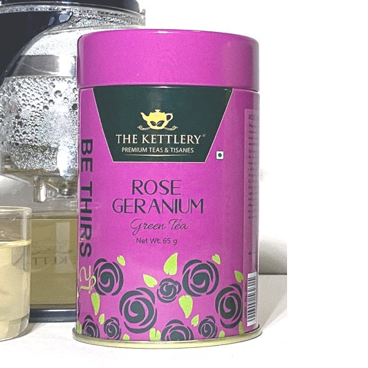 The Kettlery Geranium Rose Green Tea, Loose Leaf Green Tea Tin, 65 g