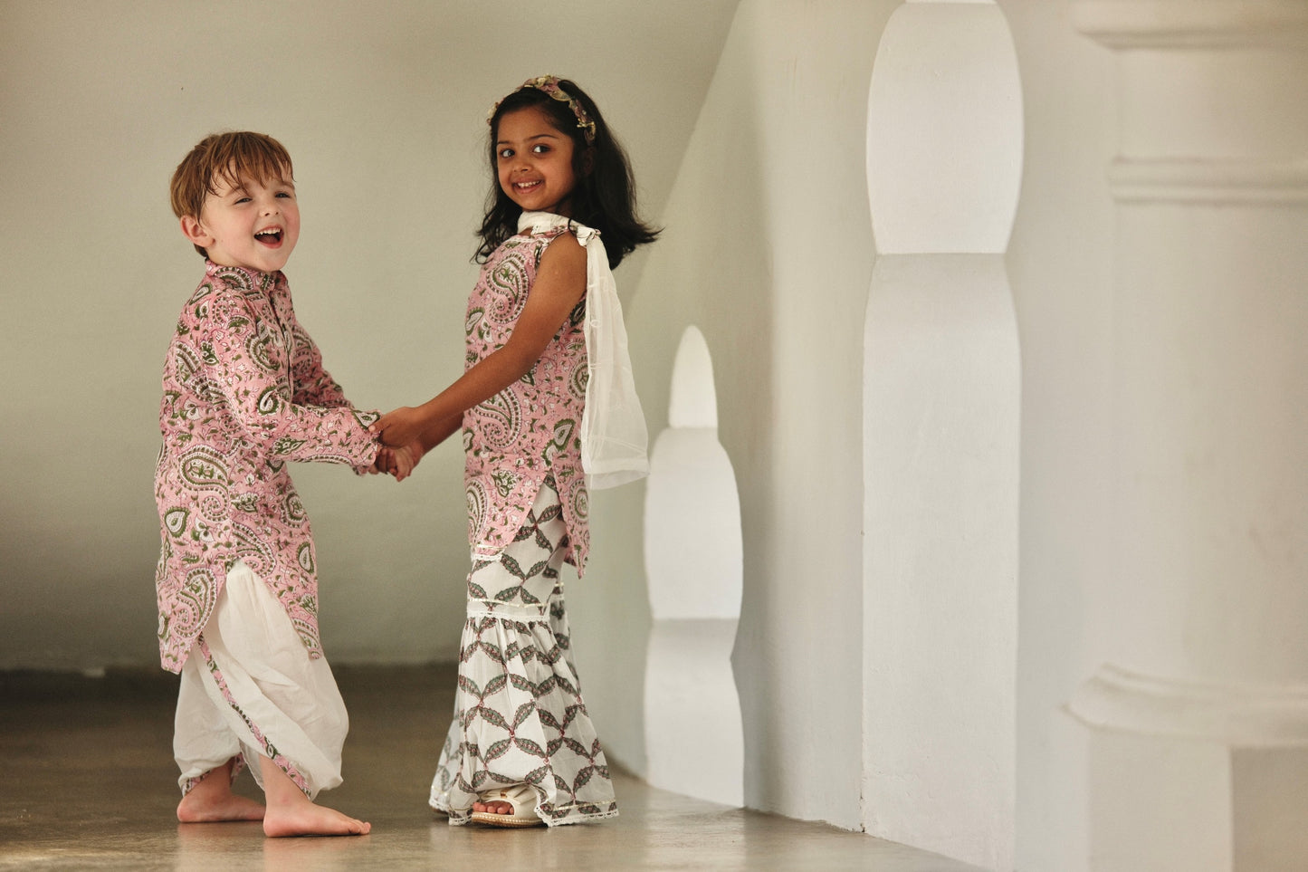 Nimbu Kali pink boys Kurta Dhoti