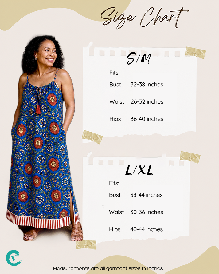 ViryaByUrbi Floral Blue Cotton Spaghetti Dress