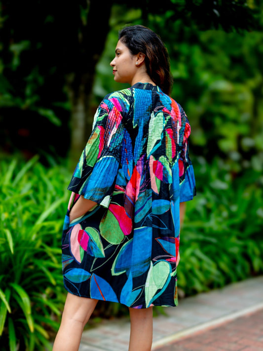 Kyra Breezy Pintuck Dress in Black