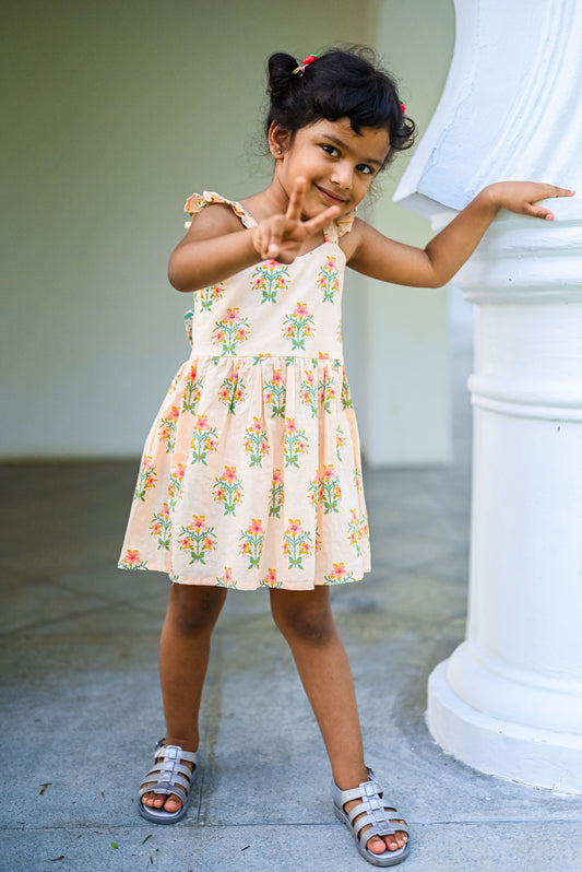 Nimbu Floral Frock Dress | kids Fashion | The Green Collective SG