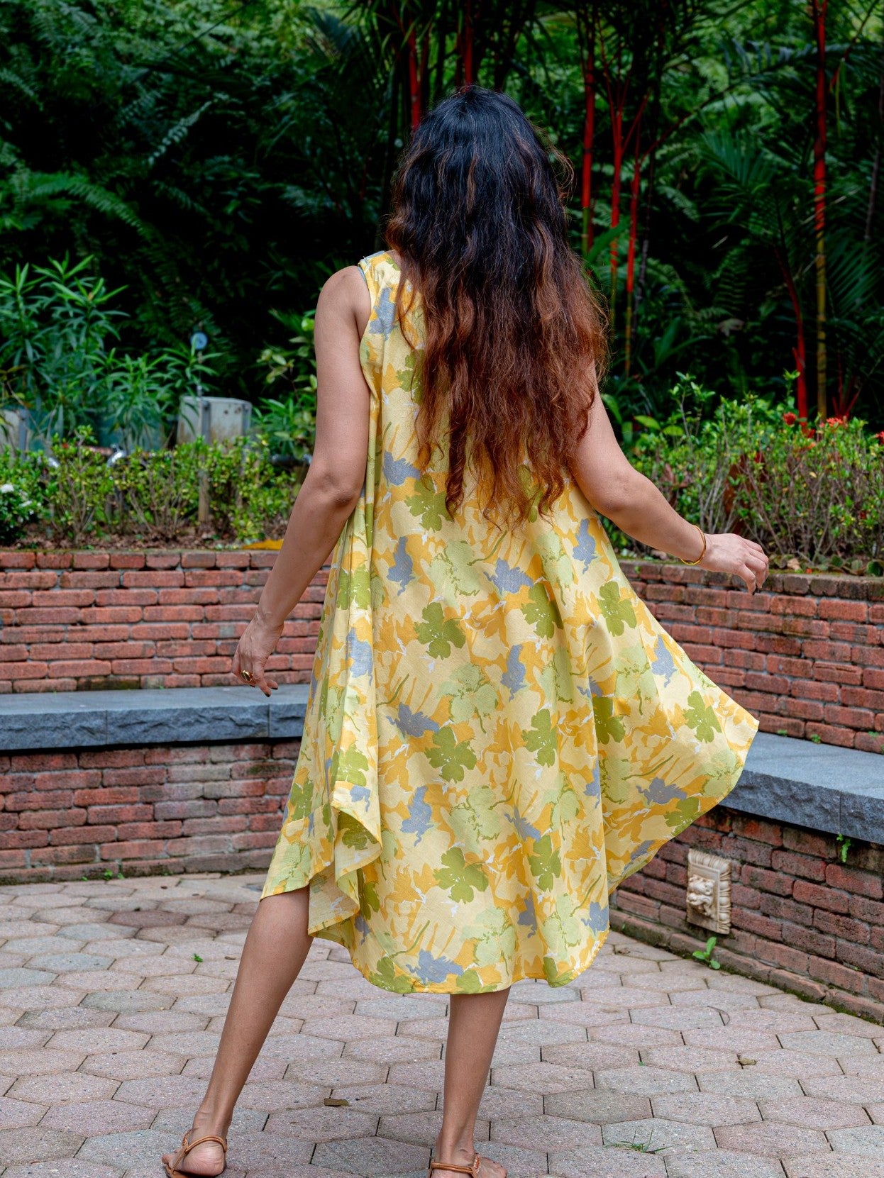 Hanna Yellow Women U Cut Dress in Flex Cotton One Size