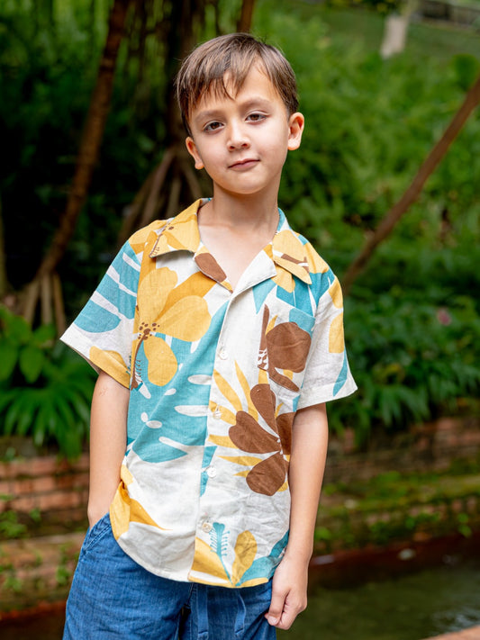 Valeria Beige Kids Shirt in Flex Cotton