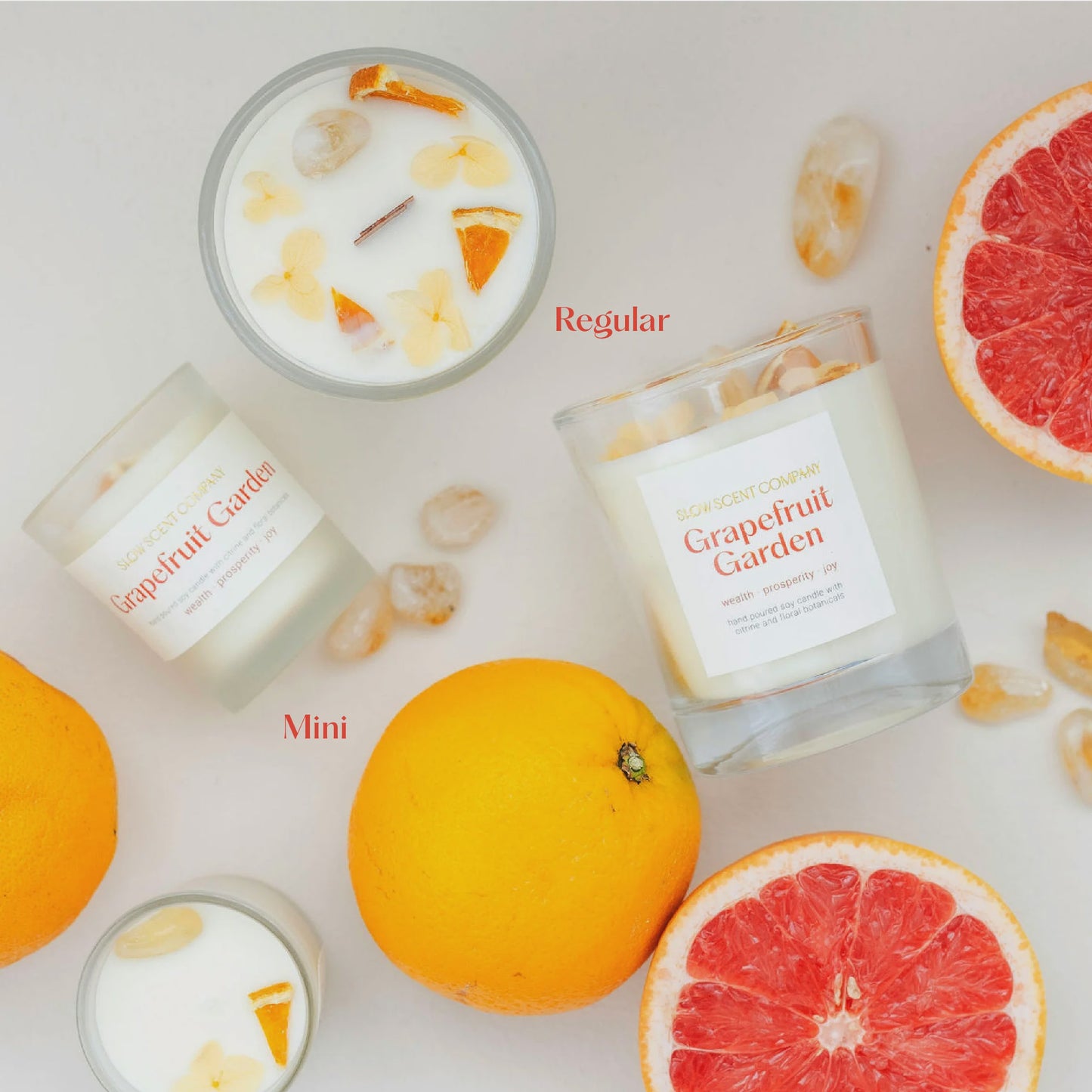 Slow Scent Grapefruit Garden Crystal Soy Candle