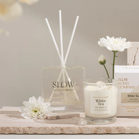 Slow Scent Company Crystal Botanical Reed Diffuser - White Tea | Home fragrances | The Green Collective SG