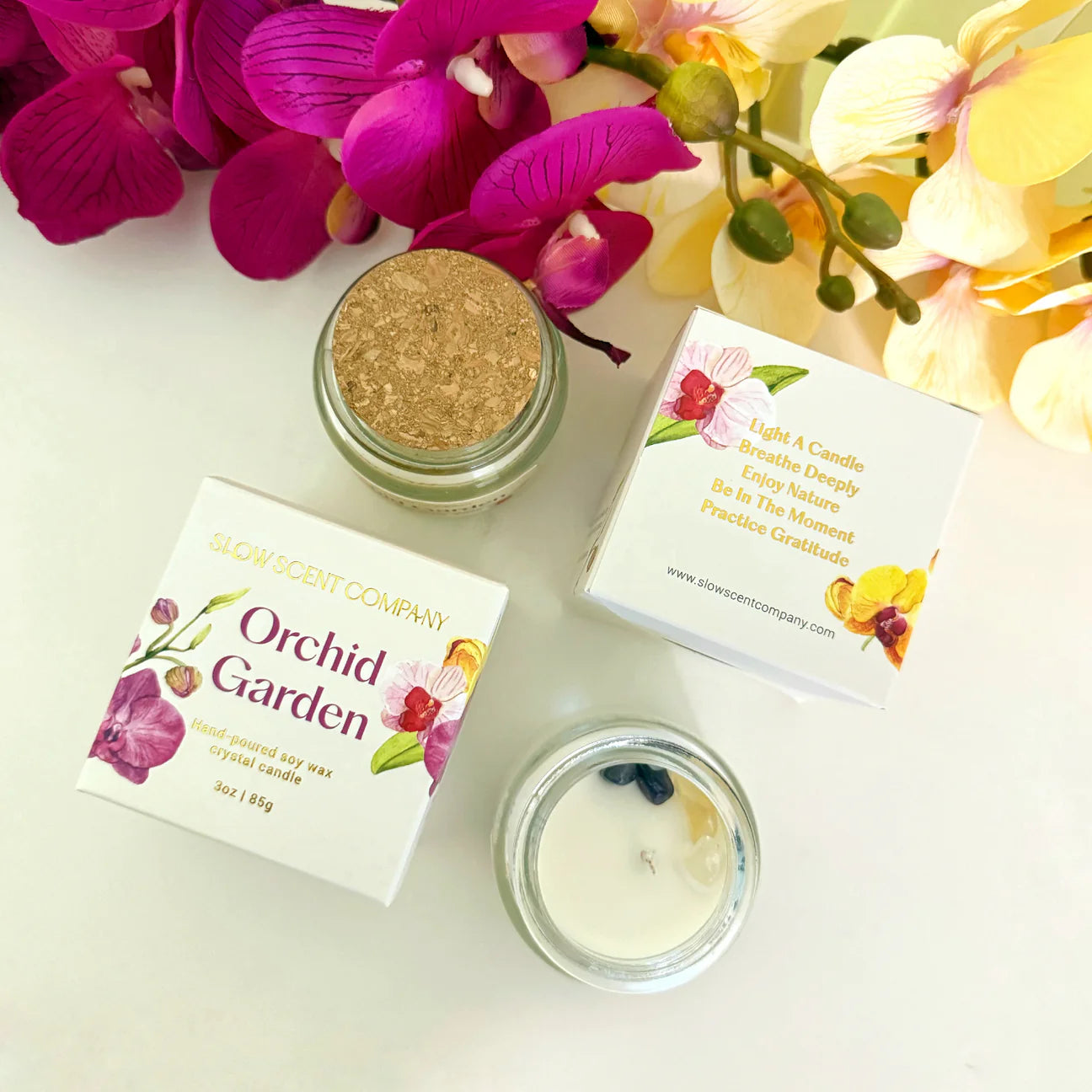 Slow Scent Company Orchid Garden Crystal Candle
