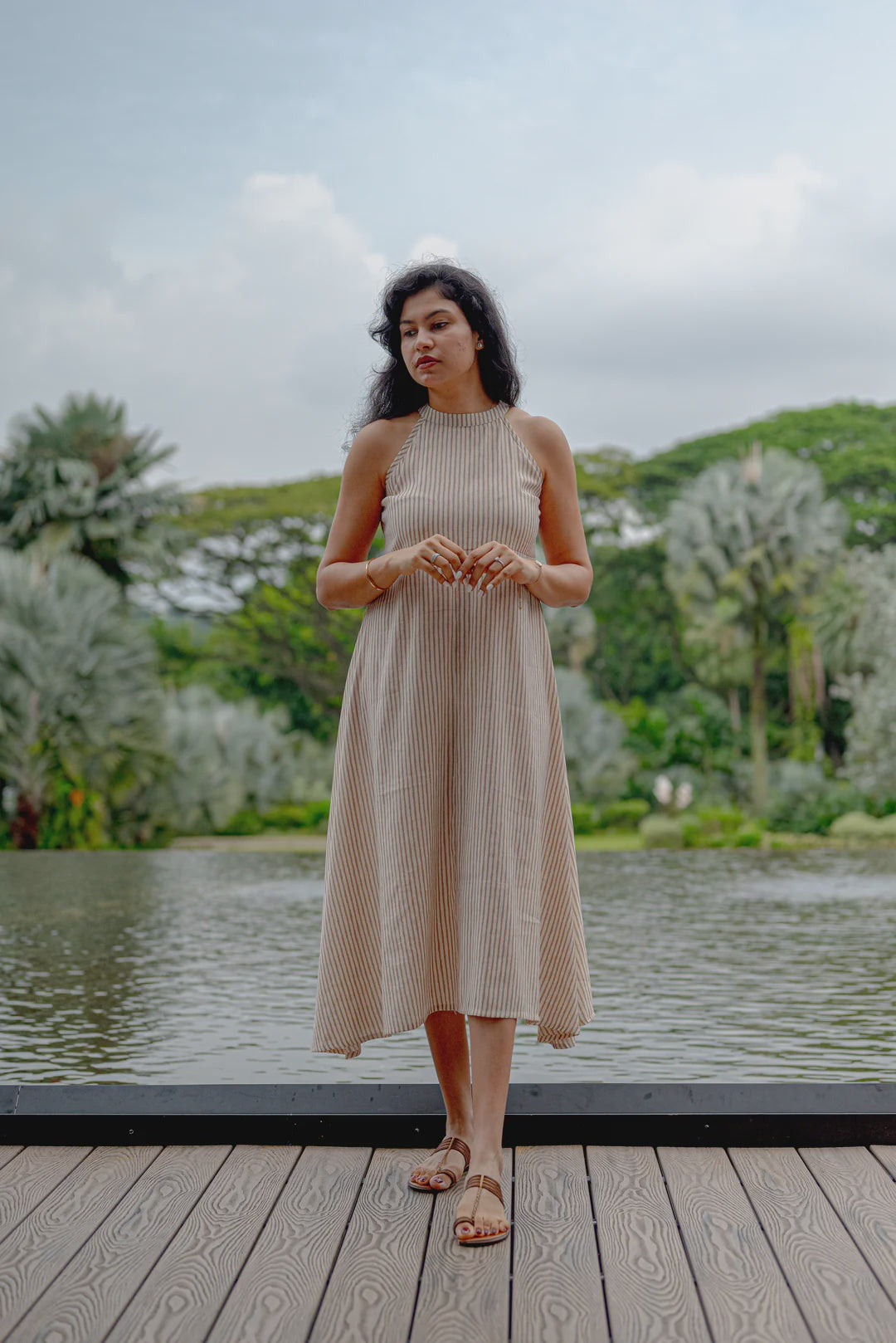 Samar Women's Halter Dress in Muslin Cotton Samar Women's Halter Dress in Muslin Cotton