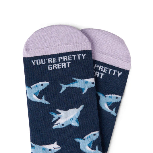 Talking Toes Great White Crew Socks