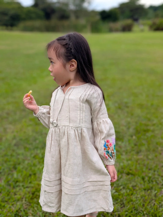 The Purestitch Whimsy Blossom Neutral Shirt for Girls & Mom