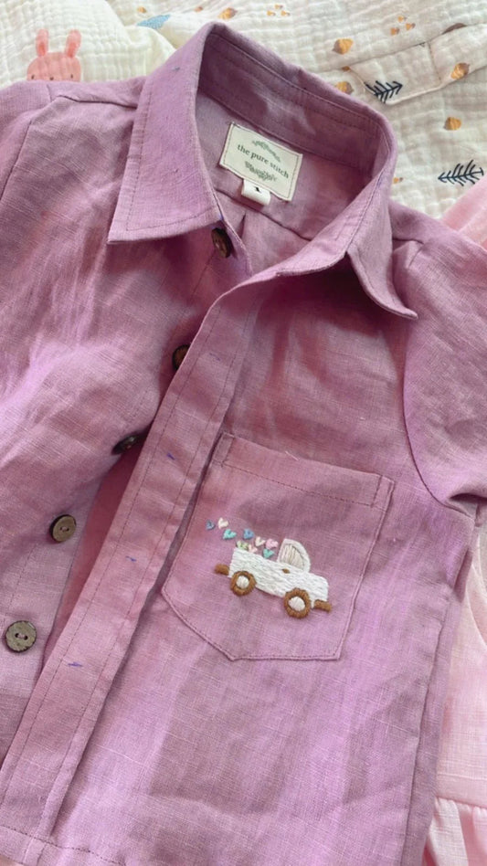 The Purestitch Explorer lavender 100% Pure Linen Shirt