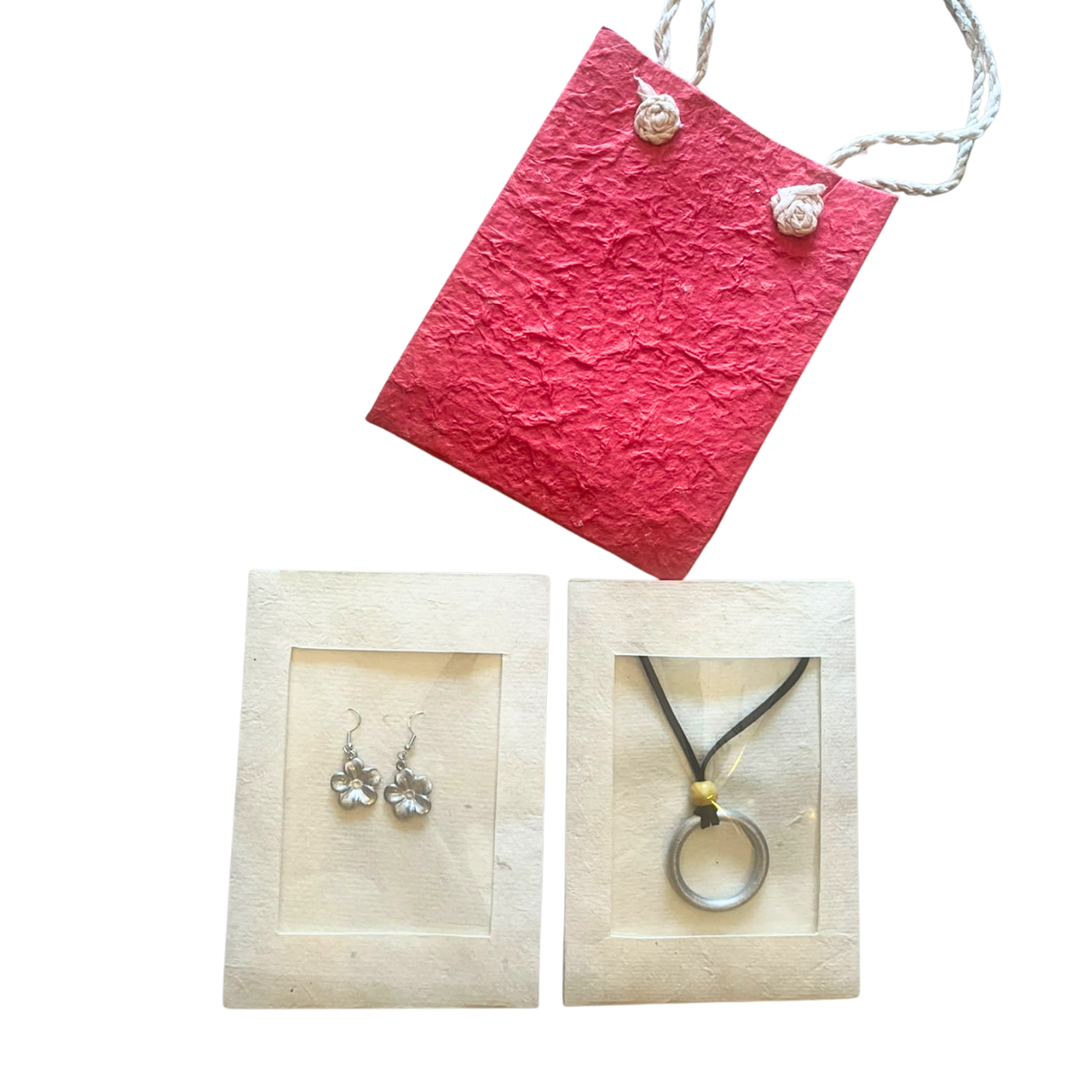 Christmas Gift Set – Handmade Earrings & Pendant Necklace with Festive Gift Bag