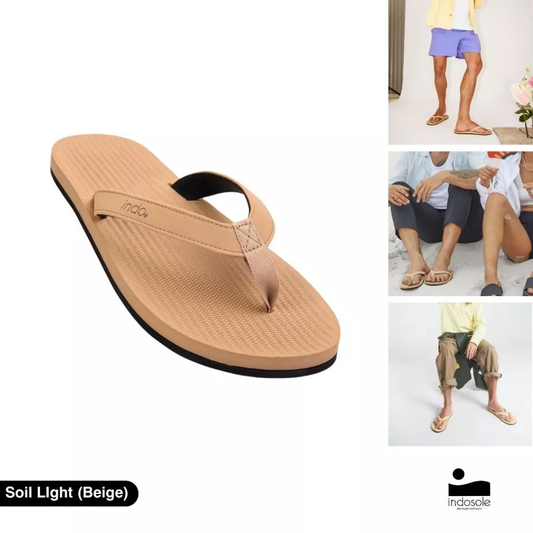 Indosole Men's Slip Resistant Flip Flops Slippers - Soil Light