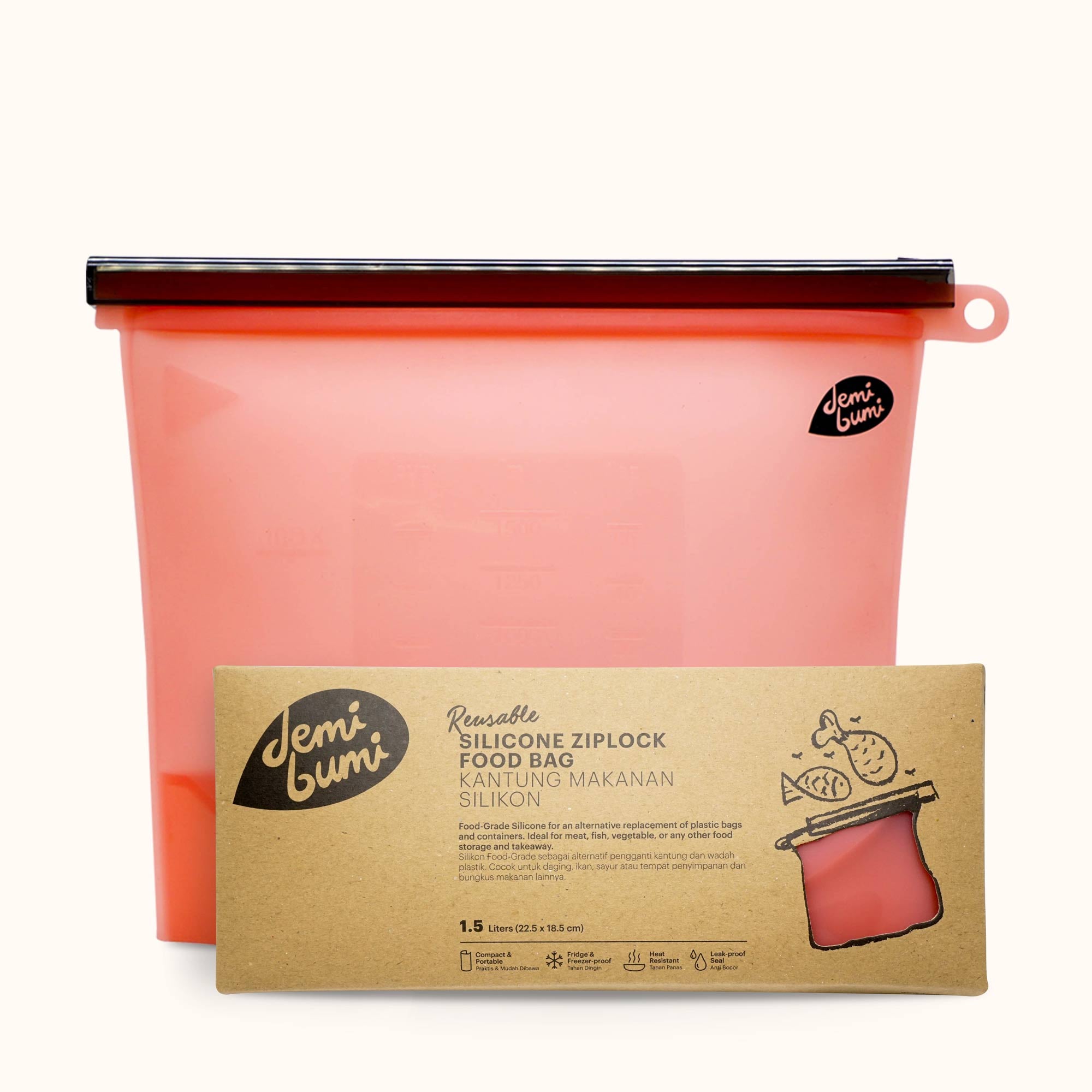 Demibumi Ziplock Pouch 1.5L Red | Buy at The Green Collective