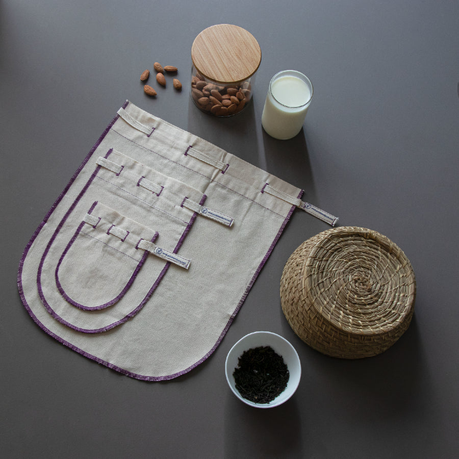 Purple & Pure Nut Milk Bag 3 | Get it at The Green Collective