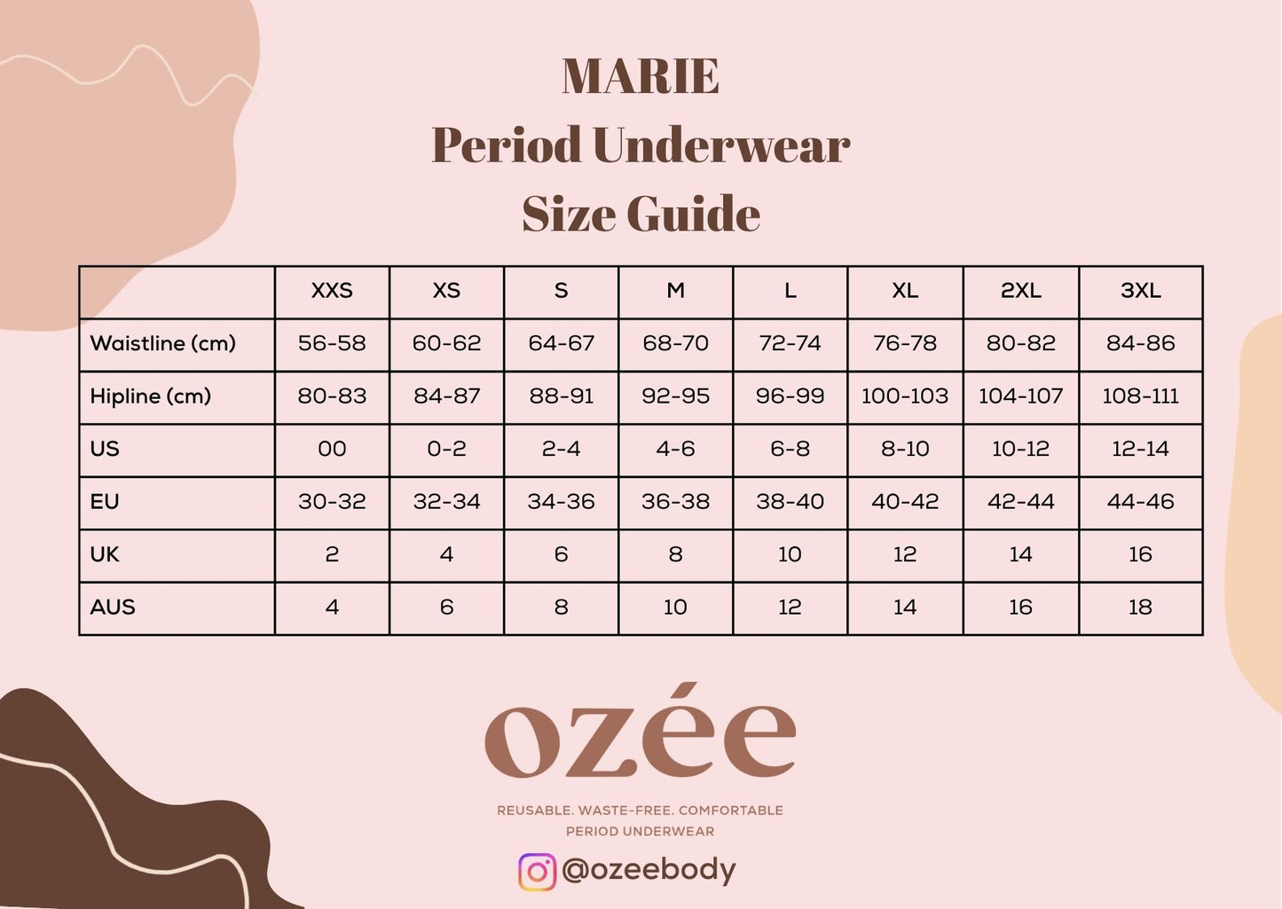 OZEE PERIOD UNDERWEAR MARIE - MID WAIST BRIEF  MODERATE ( 4 - 6 HOURS ) FITS FOR TEENS TO ADULT