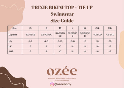 OZEE SWIMWEAR TRIXIE BIKINI TOP - TIE UP FITS FOR TEENS TO ADULT
