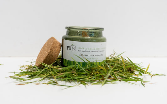 Sacred Grass Scented Soy Wax Candle by Puja