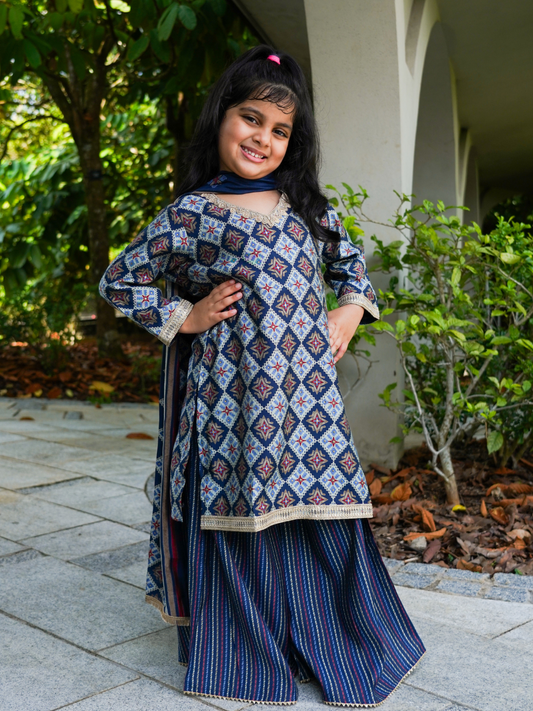 Tara Girls Choga Style Kurta & Palazzo Set in Cotton