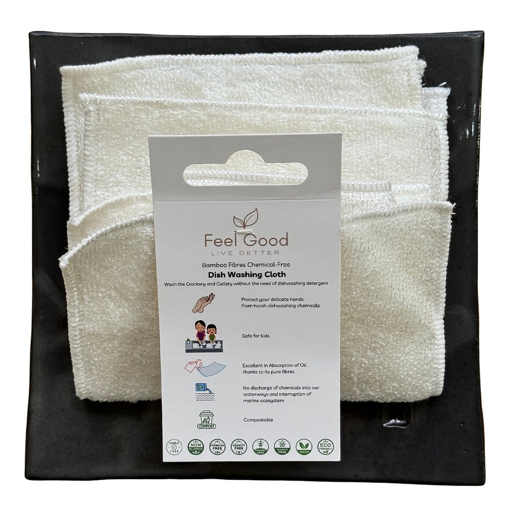 Feel Good Bamboo Fibres Chemical-Free Dish Washing Cloth | Cleaning supplies | The Green Collective SG