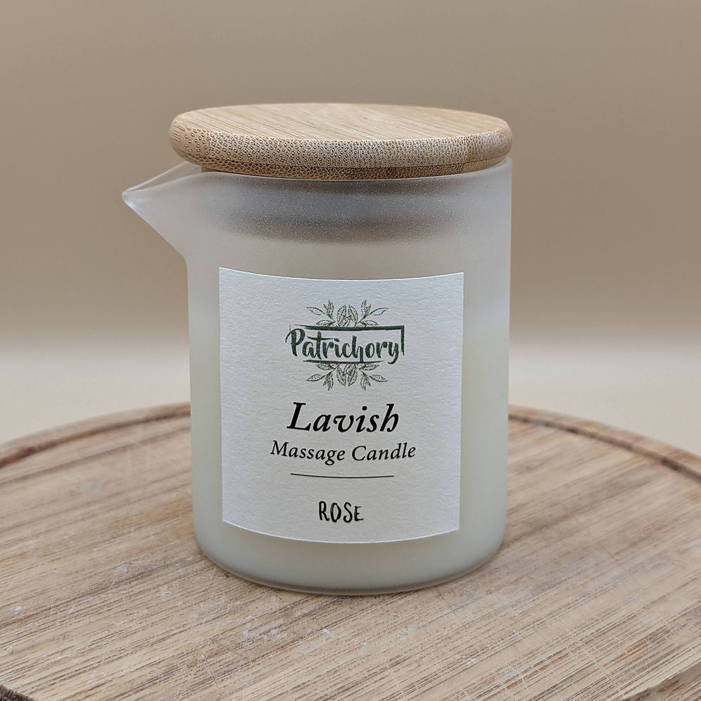 Patrichory Lavish Rose Massage Candle and Wood  Massager - Aromatherapy Body Oil Candle