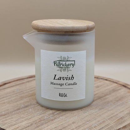 Patrichory Lavish Rose Massage Candle and Wood  Massager - Aromatherapy Body Oil Candle