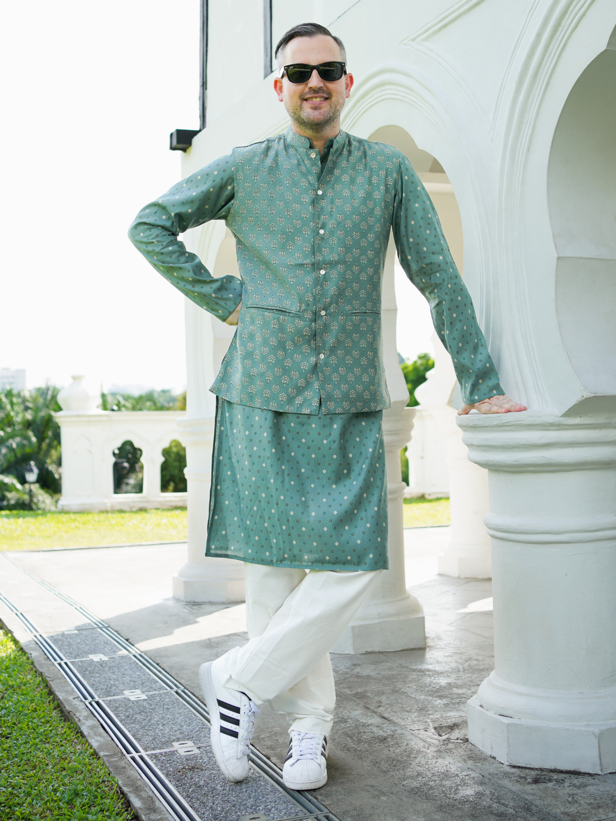 Vir Green Men's Kurta Pajama Jacket