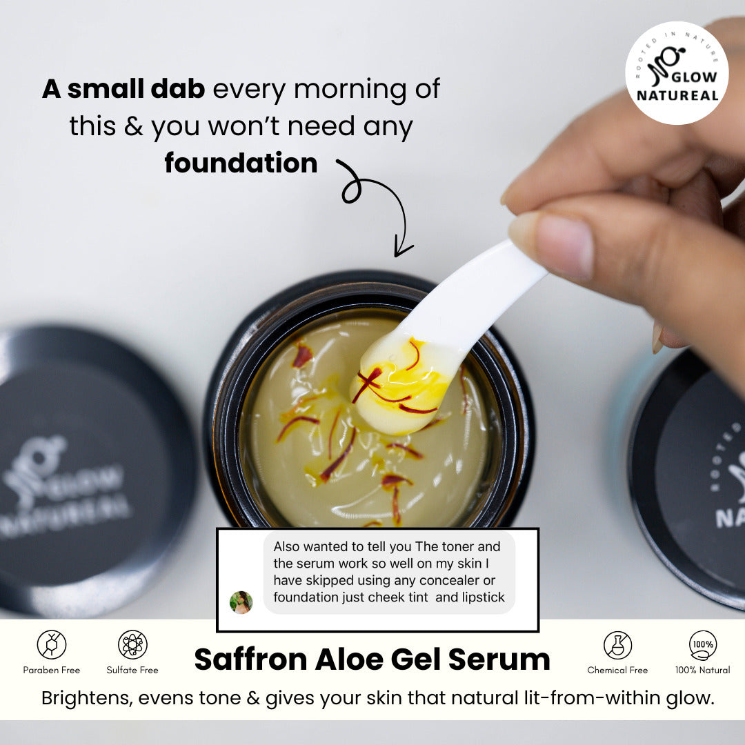 Glownatureal Saffron Aloe Gel Face Serum – Brightening & Hydrating Facial Serum