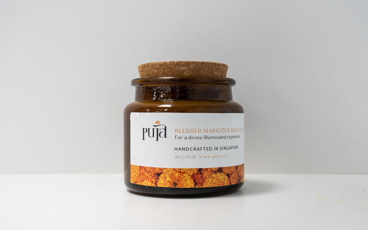 Blessed Marigold Scented Soy Wax Candle by Puja