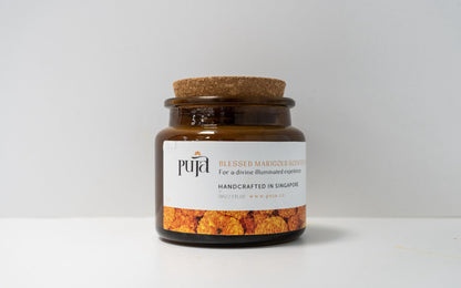 Blessed Marigold Scented Soy Wax Candle by Puja