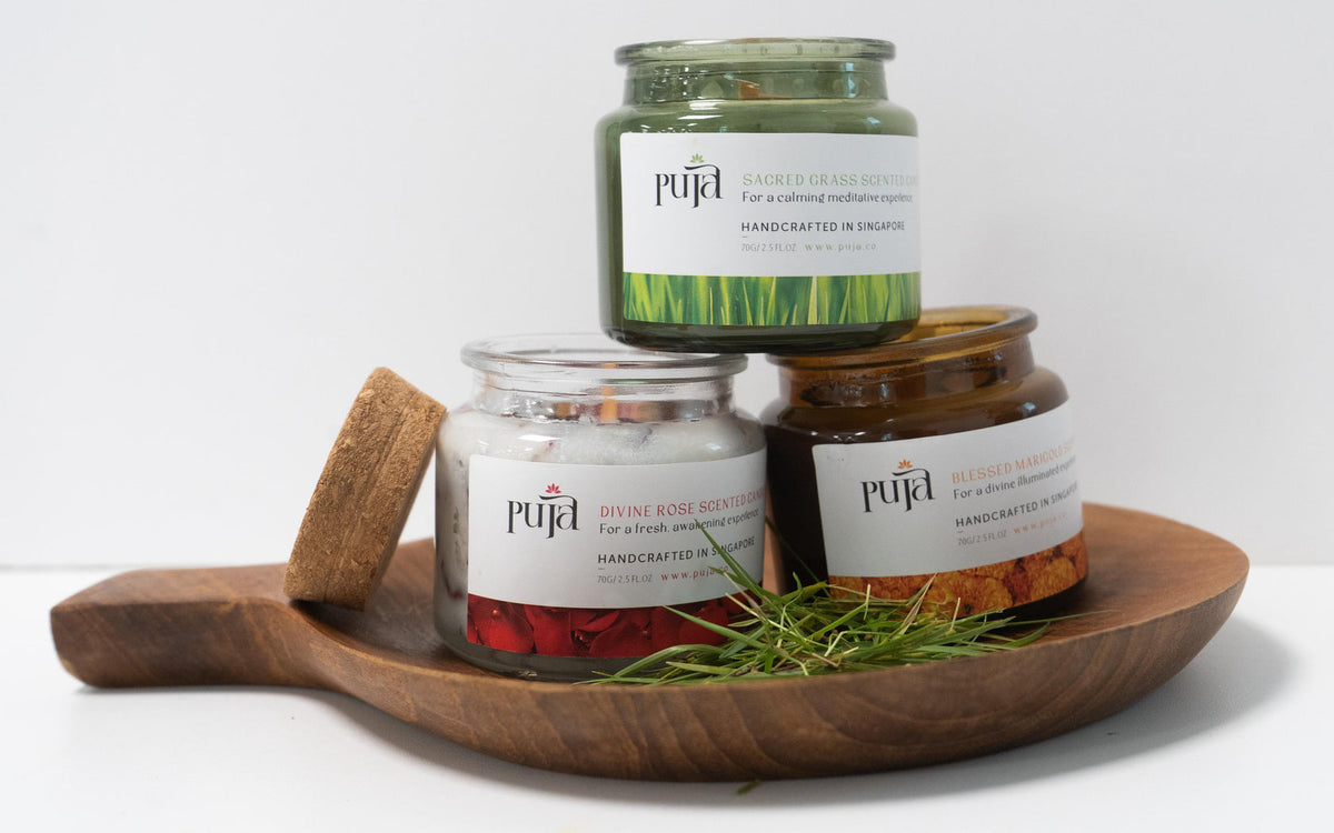 Sacred Grass Scented Soy Wax Candle by Puja
